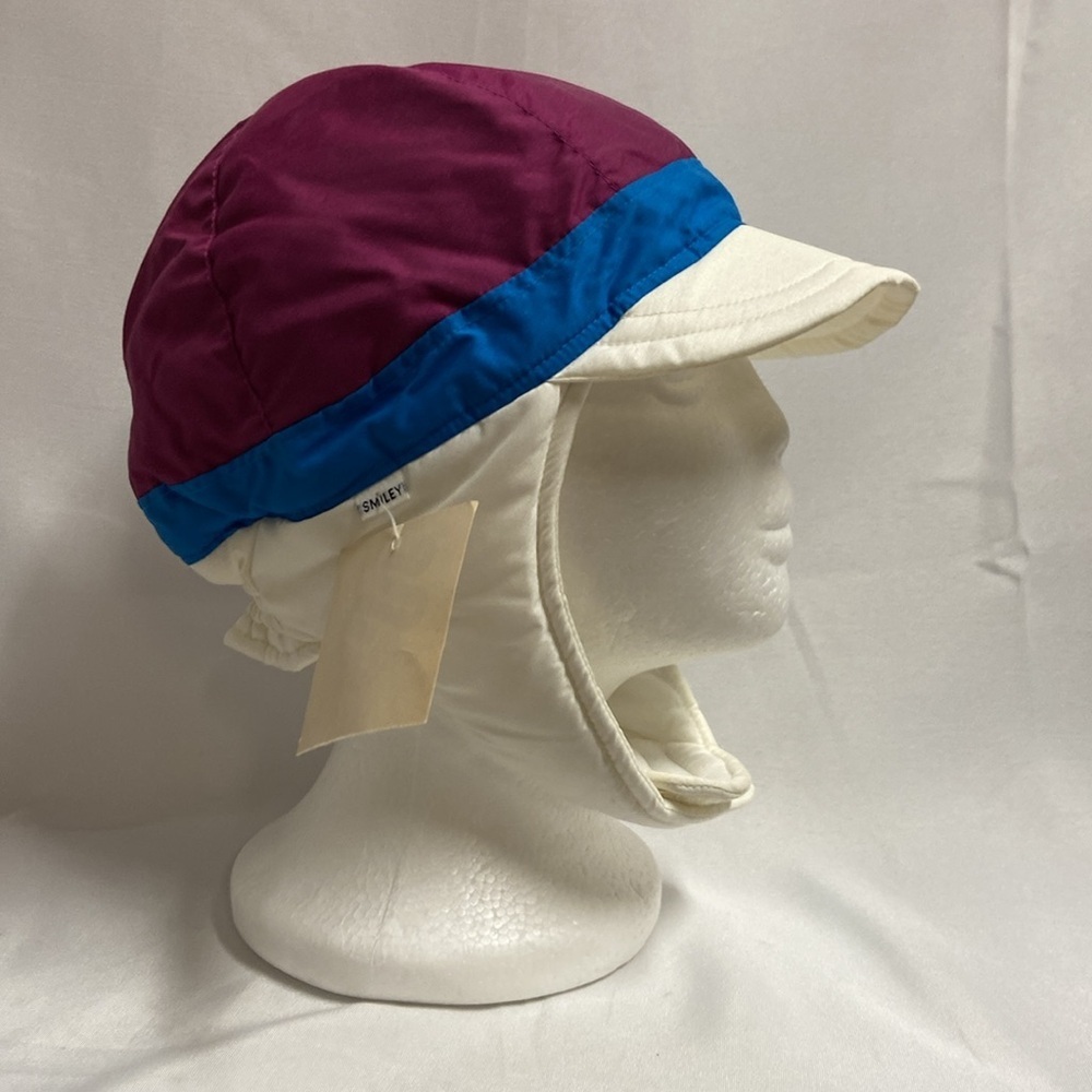 Vintage Smiley Dazzler Ski Hat With Visor/Strap White Blue Purple NWT!